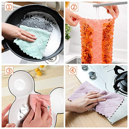 Microfiber Cleaning Cloth - Kitchen Towels - Double-Sided Microfiber Towel Lint Free Highly Absorbent Multi-Purpose Dust and Dirty Cleaning Supplies for Kitchen Car Cleaning