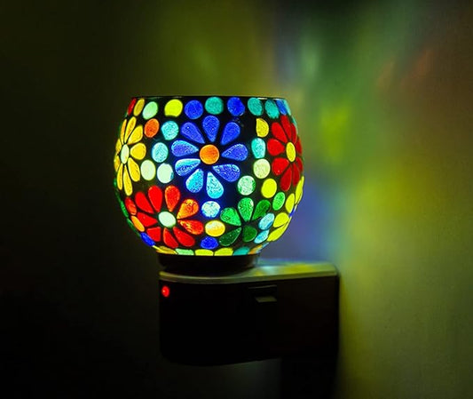 Modern Night Lamp Incense Holder, Multi-Color, Glass Incense Aroma Burner,Kapoordani Diya/Dhoop Dani/Electric kapurdani/Camphor Diffuser Steel