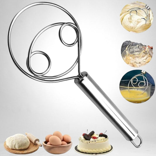 Multifunctional Effortless Stainless Steel Dough Mixer with Hanging Hole Durable Time-Saving Mixing Stick Baking Tools Egg Beater for Home Kitchen Baking Accessories 1 Pcs