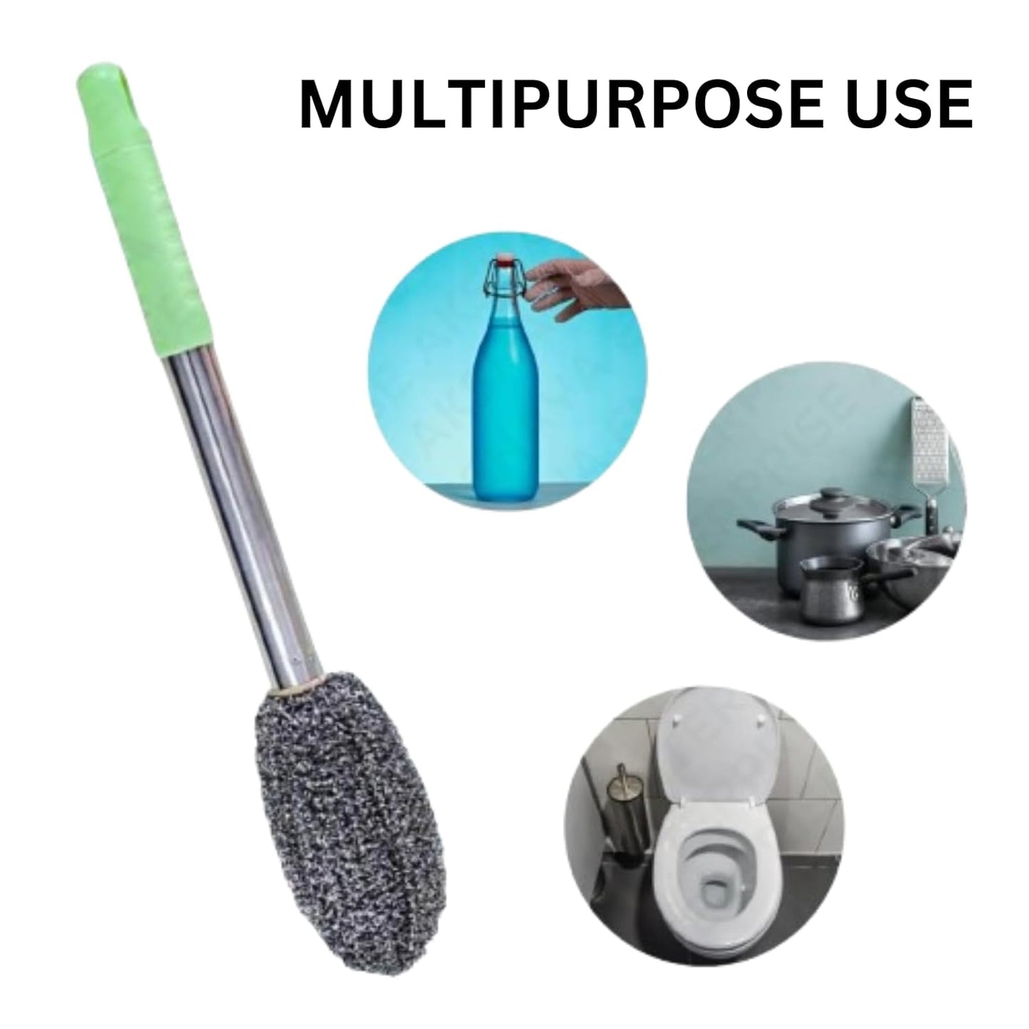 Bottle Cleaner Brush with Long Handle Cleaning Brush Steel Brush for Cleaning Bottle Kitchen Accessories Items for Home Steel Dish Scrubber Brush for Narrow Neck Containers Glassware Pack of 1