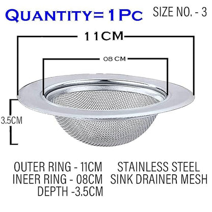 Sink Strainer Jali for Kitchen Bathroom Drainage - Premium Stainless Steel Fine Mesh Sieve Filter Basket with Anti-Clogging Technology, Easy Clean (Pack of 1)