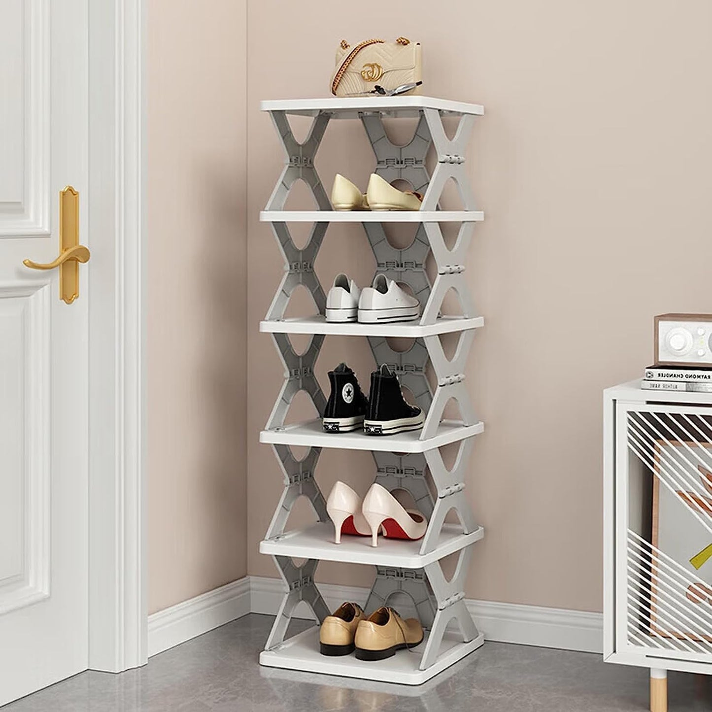 Layer Shoes Rack for Home (6 layer) , Adjustable Shoe Stand Organizer Stackable Storage Bedroom entryway Slots Shelf Footwear Rack, Multi-Purpose Durable Plastic