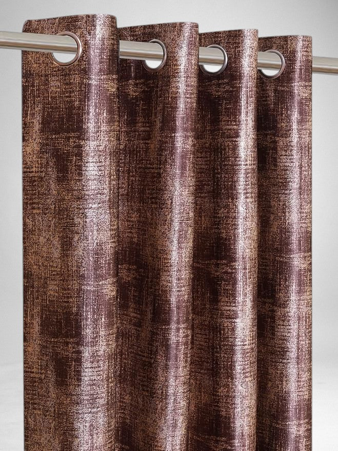 Luxurious Polyester Fabric, Long Door Curtain 9 Feet Set of 2 - for Living Room, Bedroom - Upgrade Your Home Curtains for Long Door-Brown