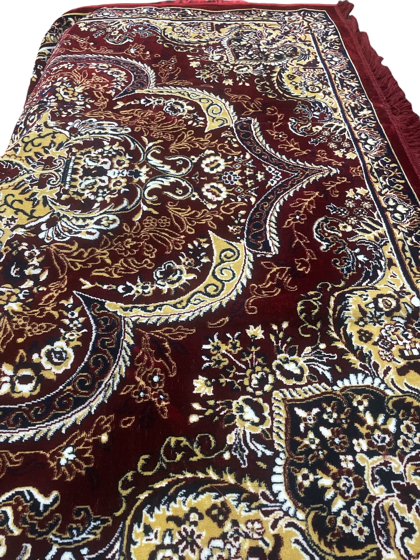 Kashmiri Persian Design Velvet Rug (5 feet x 7 feet) - Maroon